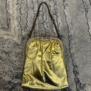 Vintage Gold Lamé HL Evening Bag Purse 1980s Glam D